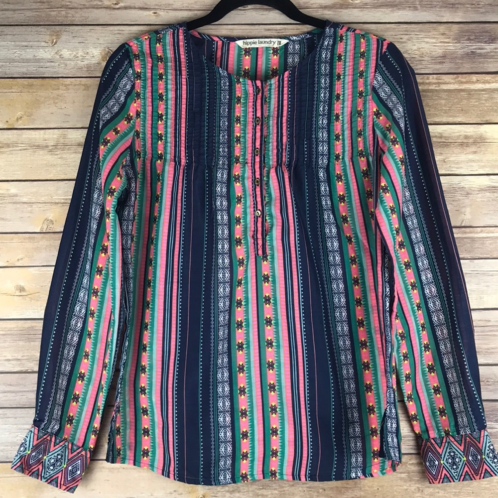 Hippie Laundry Women’s Aztec Print Blouse Large
